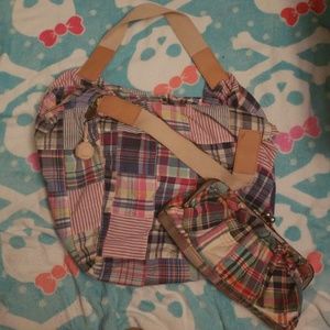 Plaid purse and clutch